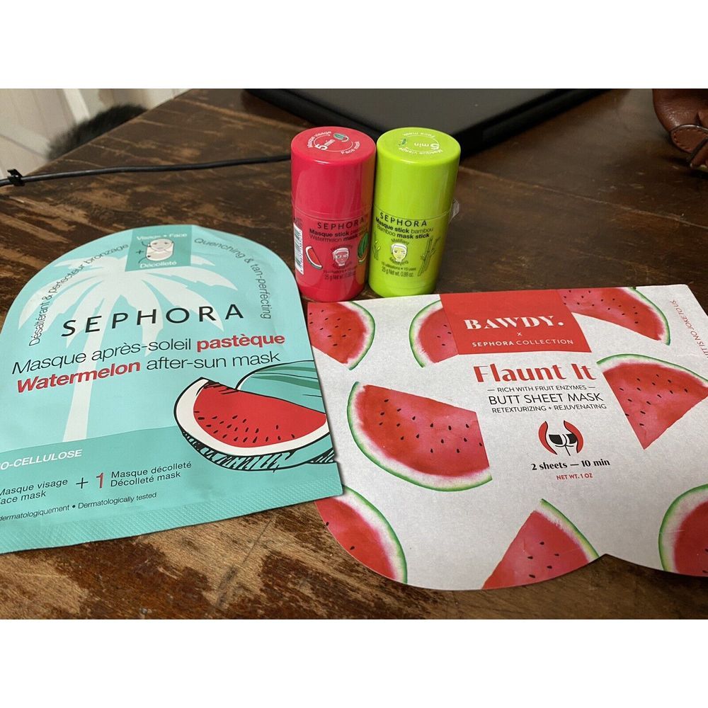 New 2 Sephora Face Masque Stick Bamboo/Watermelon 25g/.88oz Free Masks Included